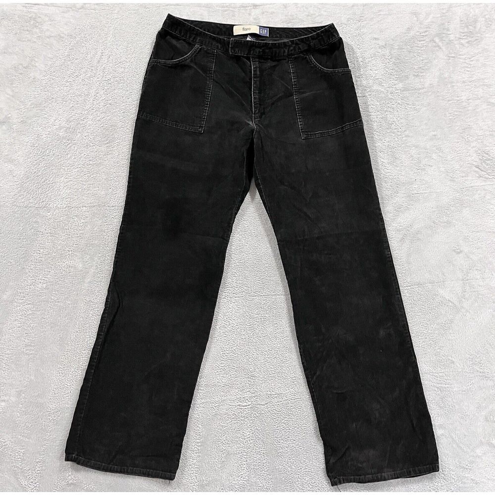Gap Corduroy‎ Pants Womens 16 Flare Black Pockets High Rise Boho 90s
